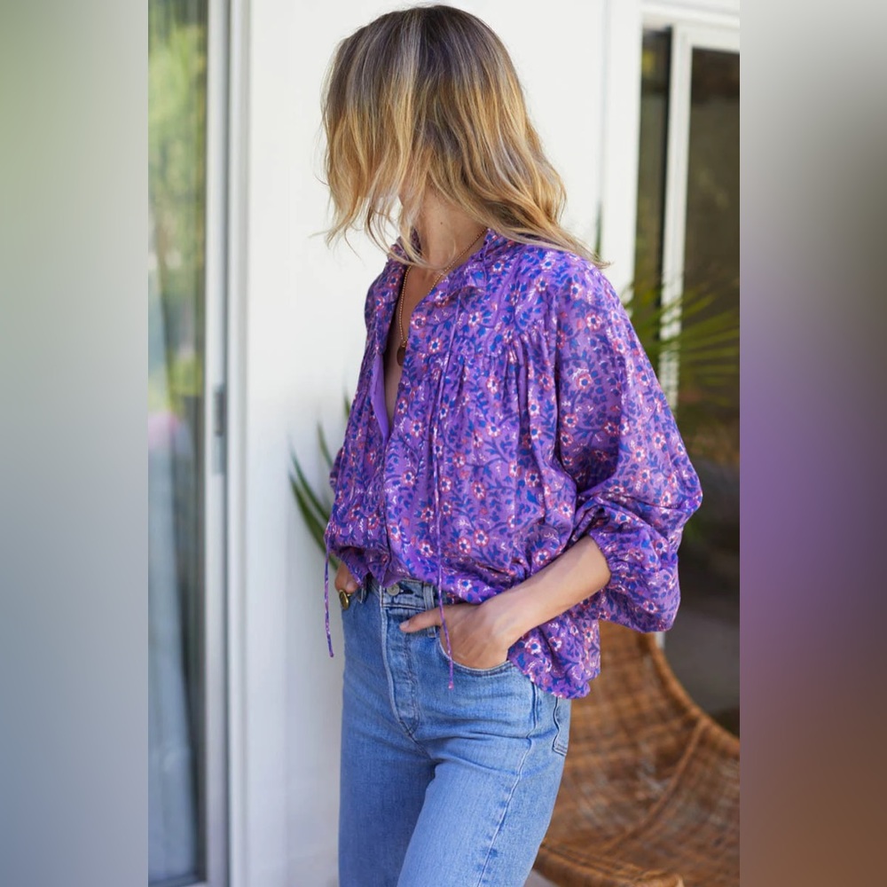 EMMALINE BLOUSE - VIOLET WILDFLOWER ORGANIC